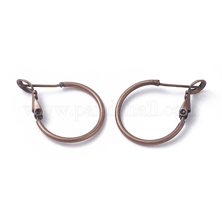 真鍮製フープピアス  リング  赤銅鉱  20x1.5mm  ピン：0.6mm&nbsp;KK-I665-26A-R-1