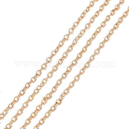 アイアン製アズキチェーン  溶接されていない  オーバル  ライトゴールド  4.5x3.5mm&nbsp;CHC-O001-A-10-1