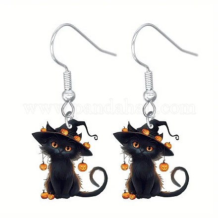 アクリルダングルピアス  プラチナ  猫の形  31x33mm&nbsp;FS-WG2DB4D-08-1