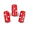 Handmade Lampwork Bumpy Beads, Column with Polka Dot, Red, 20x11x11~12mm, Hole: 1.8mm
