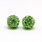 Polymer Clay Rhinestone Beads, Pave Disco Ball Beads, Grade A, Round, PP6, Peridot, PP6(1.3~1.35mm), 4mm, Hole: 1mm