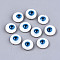 Natural Freshwater Shell Beads, with Enamel, Flat Round with Evil Eye, Dodger Blue, 10.5x4~5mm, Hole: 0.8mm