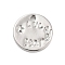 Brass Charms, Flat Round, with word Lucky Star, Platinum, 8x1mm, Hole: 1mm