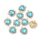 Alloy Crystal Rhinestone Charms, with Acrylic, Heart, Light Gold, Aquamarine, 18x16x5mm, Hole: 1.4mm