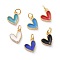 Enamel Charms, with Brass Findings, Cadmium Free & Lead Free, Heart, Real 18K Gold Plated, Mixed Color, 9x7x2.5mm, Hole: 2.5mm