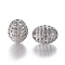 Hollow Alloy Beads, Long-Lasting Plated, Oval, Platinum, 20x16mm, Hole: 2mm