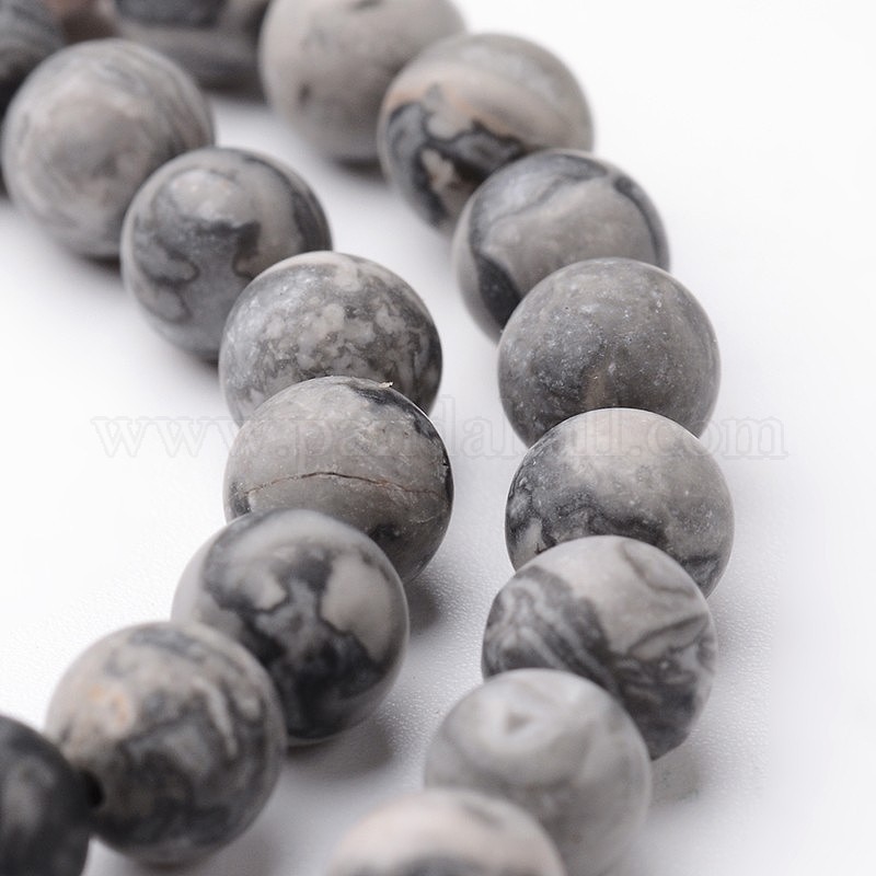 Wholesale Frosted Round Natural Map Stone/Picasso Stone/Picasso Jasper ...