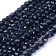 ガラスビーズ連売り  多面カット  フラットラウンド  プルシアンブルー  6x4mm  穴：1.2mm  約98個/連  22インチ（53.5cm）&nbsp;EGLA-J149-B04-1