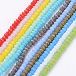 ジェイド風ガラスビーズ連売り  多面カット  ロンデル  ミックスカラー  2.9~3.3x2mm  穴：0.5mm  約135~140個/連  32~34cm