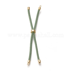 Nylon Twisted Cord Bracelet Making, Slider Bracelet Making, with Brass Findings, Golden, Dark Sea Green, 8.66~9.06 inch(22~23cm), Hole: 2.8mm, Single Chain Length: about 4.33~4.53 inch(11~11.5cm)