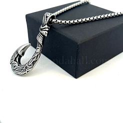Vintage Style 304 Stainless Steel Fish Hook Pendant Necklaces for Men Women Jewelry&nbsp;NL8016