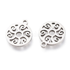 変色しにくい201ステンレススチールチャーム  レーザー切断  フラットラウンド  ステンレス鋼色  12x10x1mm  穴：1.2mm&nbsp;STAS-A047-17P