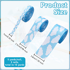 15 Yards 3 Styles Polyester Cloud Printed Grosgrain Ribbons&nbsp;OCOR-OC0001-76