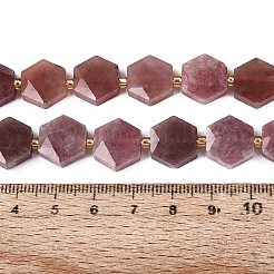 天然の赤いヘマトイドクォーツビーズ連売り  多面カット六角形  シードビーズで  11.5~12.5x13~14x4~5.5mm  穴：1~1.2mm  約26~28個/連  14.37~15.75インチ（36.5~40cm）&nbsp;G-N368-01A-12