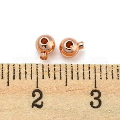 真鍮製つぶし玉カシメ玉  長持ちメッキ  ラウンド  ローズゴールド  5x3.5x3.5mm  穴：0.9mm&nbsp;KK-Z030-16A-RG