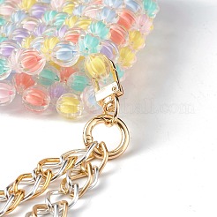 透明アクリル二層ビーズ織りバッグ  アルミダブルリンクバッグチェーンストラップ付き  カラフル  420mm&nbsp;AJEW-BA00091