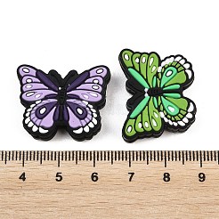 食品グレードの環境に優しいシリコーンビーズ  蝶  ミックスカラー  21x26x7.5mm  穴：2mm&nbsp;SIL-B079-04