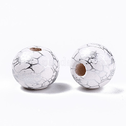 Spray Painted Natural Wooden Beads&nbsp;WOOD-R270-03A