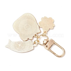 幸運の猫魚花合金エナメルペンダント装飾  バッグ飾り用の回転留め具チャーム  レッド  68mm&nbsp;AL-CJEB47-01