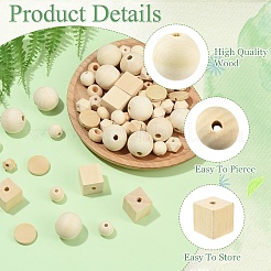 Natural Unfinished Wood Beads&nbsp;WOOD-YW0001-98