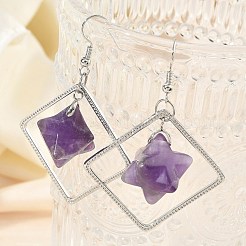 Rhombus Brass Dangle Earrings&nbsp;EJEW-D360-01P-01
