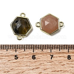Hexagon Brass & Natural Mixed Gemstone & Shell Links Findings Kits&nbsp;KK-D021-02G