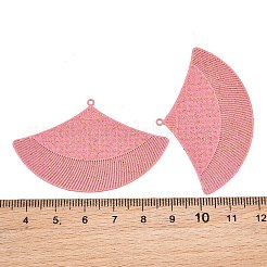 スプレー塗装された403ステンレススチール製ペンダント  グリッターパウダー付き  ファンチャーム  ピンク  34x55x0.5mm  穴：1.4mm&nbsp;SA-CBA5926-06A