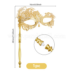 Iron Filigree Masquerade Mask with Handle&nbsp;AJEW-WH0643-060B