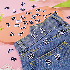 36個2セット、2スタイルの文字a〜zと数字0~9のポリエステル刺繍縫い付けパッチセット  布のアップリケ  ブラック  18~19x6.5~15.5x1.4~1.5mm  1セット/スタイル&nbsp;PATC-TA0001-55G