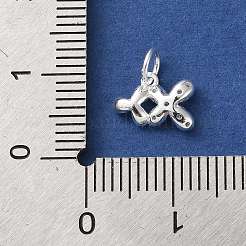 丸カン付きスターリングシルバーフラワーチャーム925個  銀  6x10x2mm&nbsp;STER-H118-01S