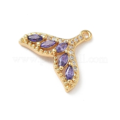 Brass Micro Pave Cubic Zirconia Pendants&nbsp;KK-Z136-45G-03