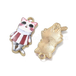 プリント合金ペンダント  猫の形のチャーム  ラックめっき  ゴールドカラー  レッド  25x12x2.5mm  穴：1.8mm&nbsp;ENAM-K076-36G-06