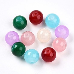 ベーキングペイント模造翡翠ガラスビーズ  ラウンド  ミックスカラー  10~11mm  穴：1.2~1.8mm&nbsp;X1-DGLA-Q021-10mm-M
