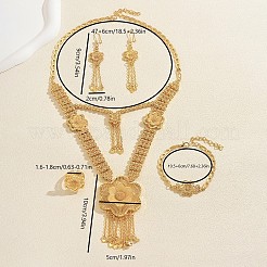 Vintage Alloy Hollow Flower Bracelets & Earrings & Necklaces & Rings Sets for Women&nbsp;US8620
