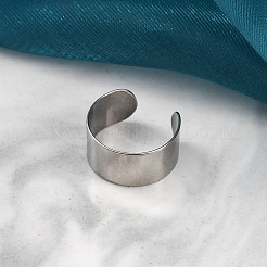 304ステンレススチールオープンカフリング  男性と女性のための幅広バンドリング  ステンレス鋼色  10mm  調整可能&nbsp;RJEW-G335-01B