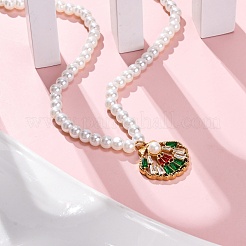 PVD Vacuum Plating 304 Stainless Steel Colorful Cubic Zirconia Shell Shape Pendant Necklaces&nbsp;STAS-Z114-22G