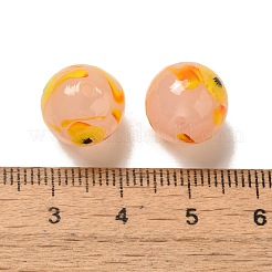 手作りランプワークビーズ連売り  花模様の丸  アンティークホワイト  12mm  穴：1.2~1.6mm  約33個/連  14.96''（38センチメートル）&nbsp;LAMP-G162-08A-08