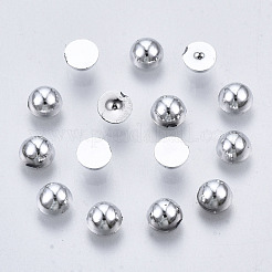 ABSプラスチック製カボション  半円  プラチナ  4x2mm  約10000個/袋&nbsp;OACR-S034-4mm-02
