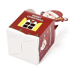 クリスマステーマ紙折りギフトボックス  プレゼント用キャンディークッキーラッピング  レッド  サンタクロース  8.5x8.5x19cm&nbsp;CON-G012-04A