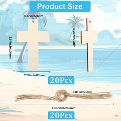 Wood Cross Pendant Decorations&nbsp;HJEW-WH20016-05