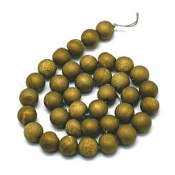 Electroplate Natural Agate Round Bead Strands&nbsp;G-M171-12mm-03