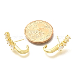 Brass Micro Pave Clear Cubic Zirconia Stud Earrings&nbsp;EJEW-C126-09G