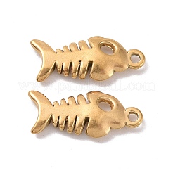 イオンプレーティング（IP）304ステンレスペンダント  魚の骨  ゴールドカラー  21x8.5x3mm  穴：1.6mm&nbsp;STAS-C059-03G