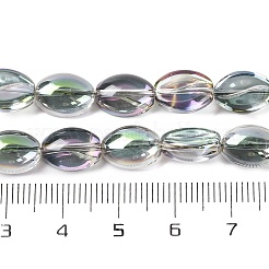 電気メッキガラスビーズセット  虹メッキ  コー​​ヒー豆  ミディアムアクアマリン  10.5~11x8x5mm  穴：1mm  約60個/連  25.20''（64センチメートル）&nbsp;EGLA-B005-01A-FR04