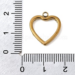 304ステンレスペンダント  ラインストーン付き  イオンプレーティング（ip）  ハート  17x15x2mm  穴：1.8mm&nbsp;STAS-B128-G