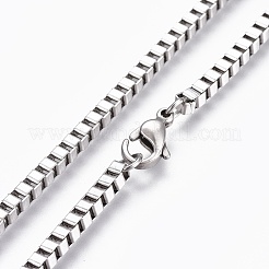 Non-Tarnish 304 Stainless Steel Box Chain Necklaces&nbsp;NJEW-F248-04A-P