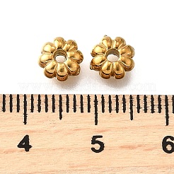 304ステンレス鋼波形ビーズ  花  イオンプレーティング（ip）  18KGP本金メッキ  6.5x6.5x3mm  穴：1.2mm&nbsp;STAS-V009-12B-G