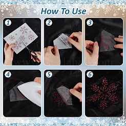 スノーフレーク 模様 ホットフィックス ラインストーン  ガラスラインストーンの装飾  クリスマス  クリムゾン  215x150x1mm&nbsp;DIY-WH0430-205C