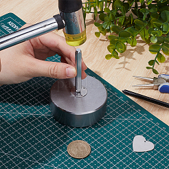 フラットラウンドい鉄ブロックジュエリー製作ベンチツールミニ成形金属加工  プラチナ  7x2.5cm&nbsp;TOOL-WH0136-185D