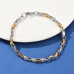201ステンレススチールリンクチェーンブレスレット（男性用・女性用）  304ステンレススチール留め具付き  イオンプレーティング（ip）  ゴールデン·ステンレス鋼色  8-1/2~8-5/8インチ（21.5~22cm）&nbsp;BJEW-B143-03GP